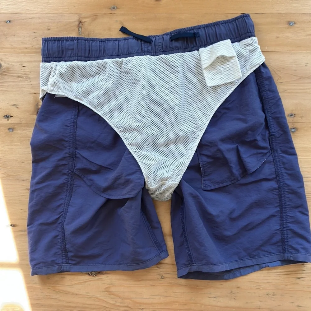 White Sierra M Men’s Swim Trunks Slate Blue Lined 4 Pockets Elastic Drawstring